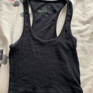 Black razor back crop top